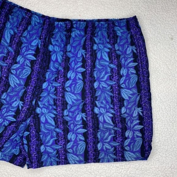 Pro Spirit Blue Purple Hawaiian Floral Vintage Swim Trunks: Size XXL - Picture 5 of 7